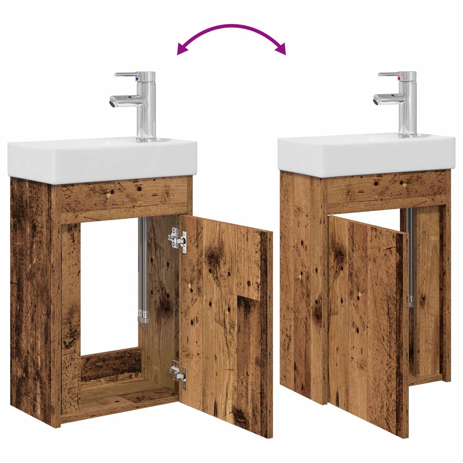Badkamermeubel met kraan Oud hout 40,5 x 22,5 x 62 cm is nu te koop bij PeponiXL, paradijselijk wonen!