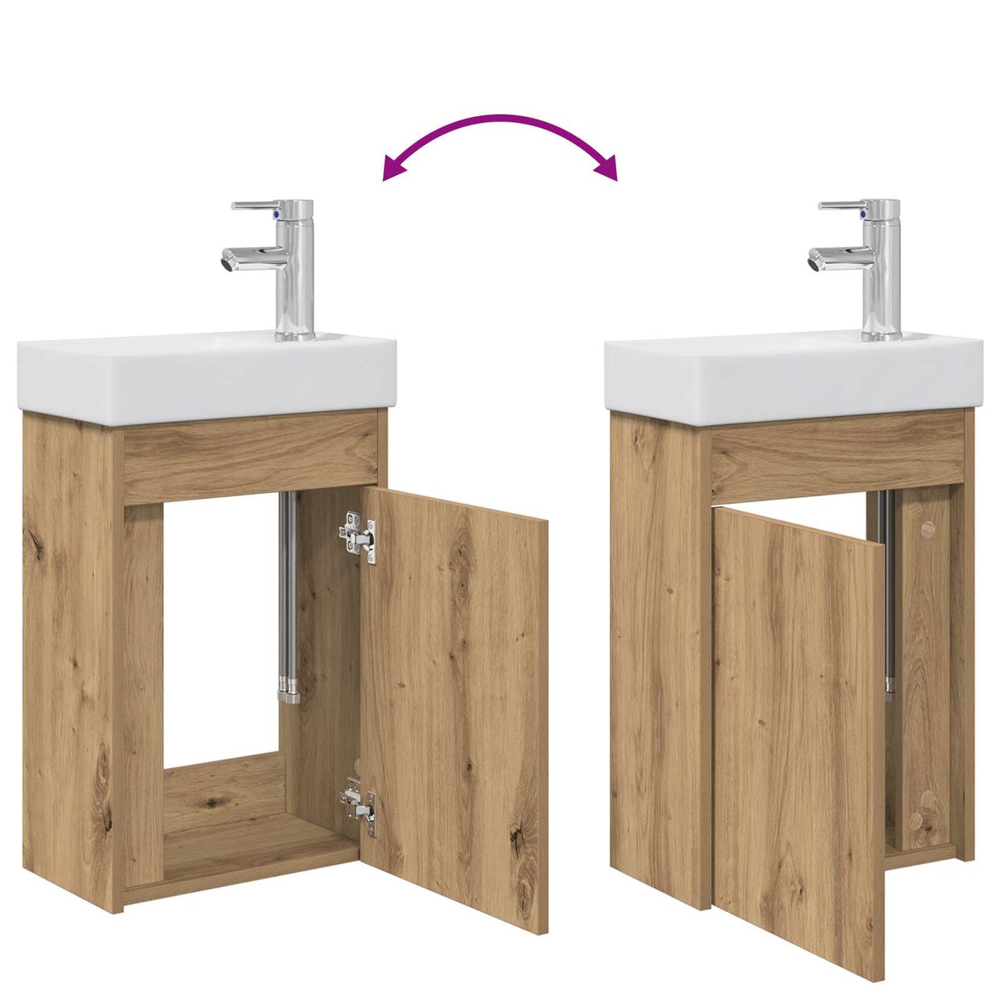 Badkamerkast met wastafel Artisan eik 40,5 x 22,5 x 62 cm is nu te koop bij PeponiXL, paradijselijk wonen!