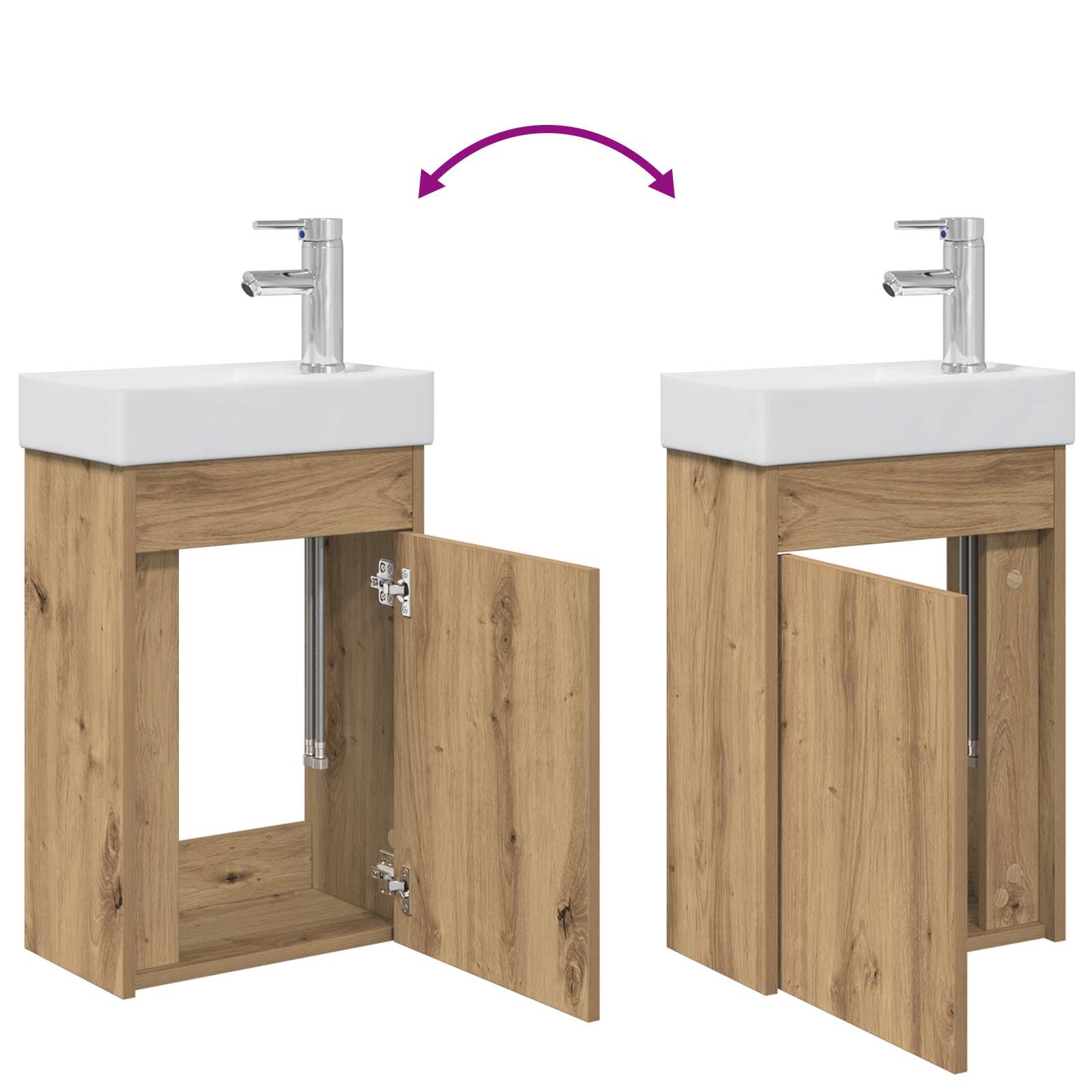 Badkamerkast met wastafel Artisan eik 40,5 x 22,5 x 62 cm is nu te koop bij PeponiXL, paradijselijk wonen!