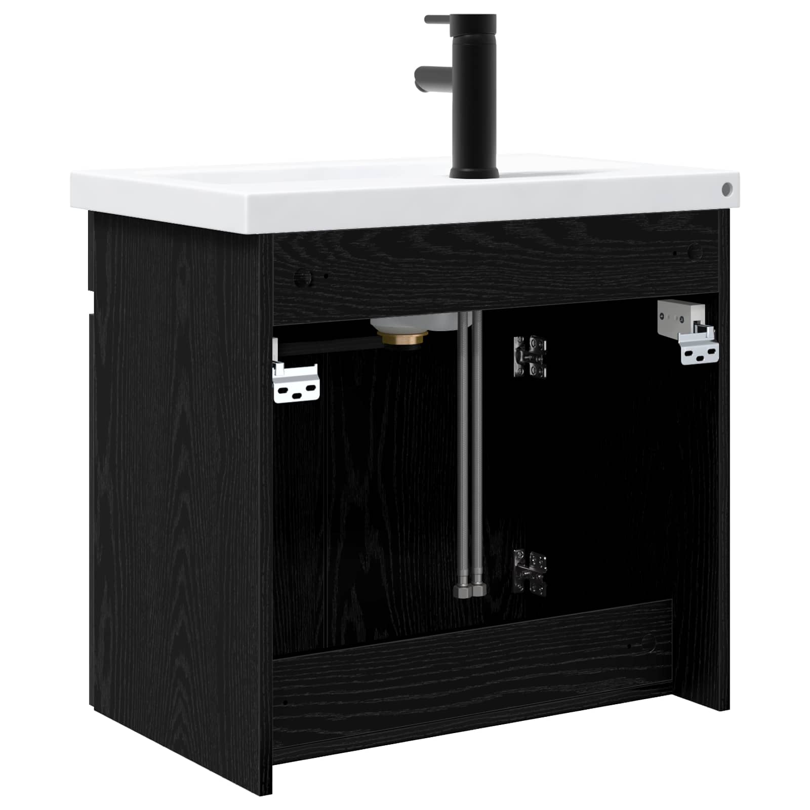 Badkamermeubel met kraan Zwart eiken 61 x 40 x 74,5 cm is nu te koop bij PeponiXL, paradijselijk wonen!