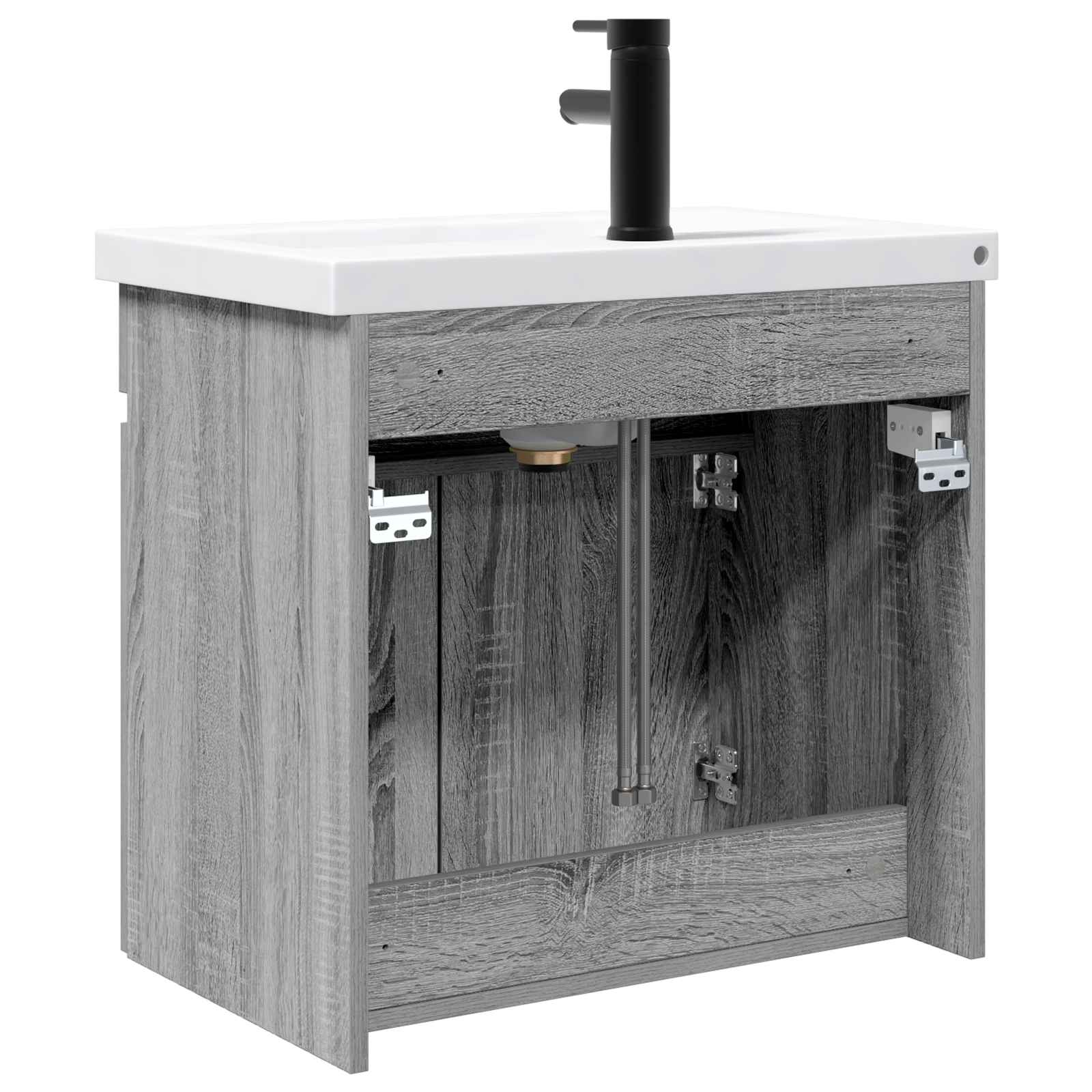 Badkamermeubel met kraan Grijs Sonoma 61 x 40 x 74,5 cm is nu te koop bij PeponiXL, paradijselijk wonen!