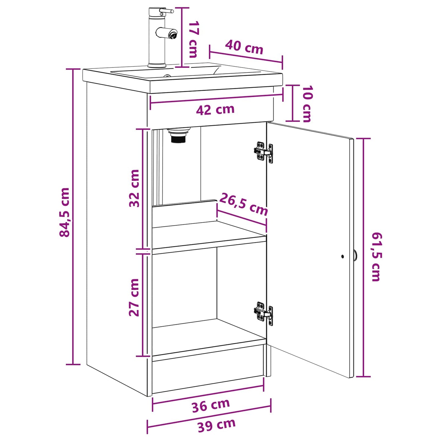 Badkamermeubel met Wasbak Sonoma Eiken 42 x 40 x 84,5 cm is nu te koop bij PeponiXL, paradijselijk wonen!