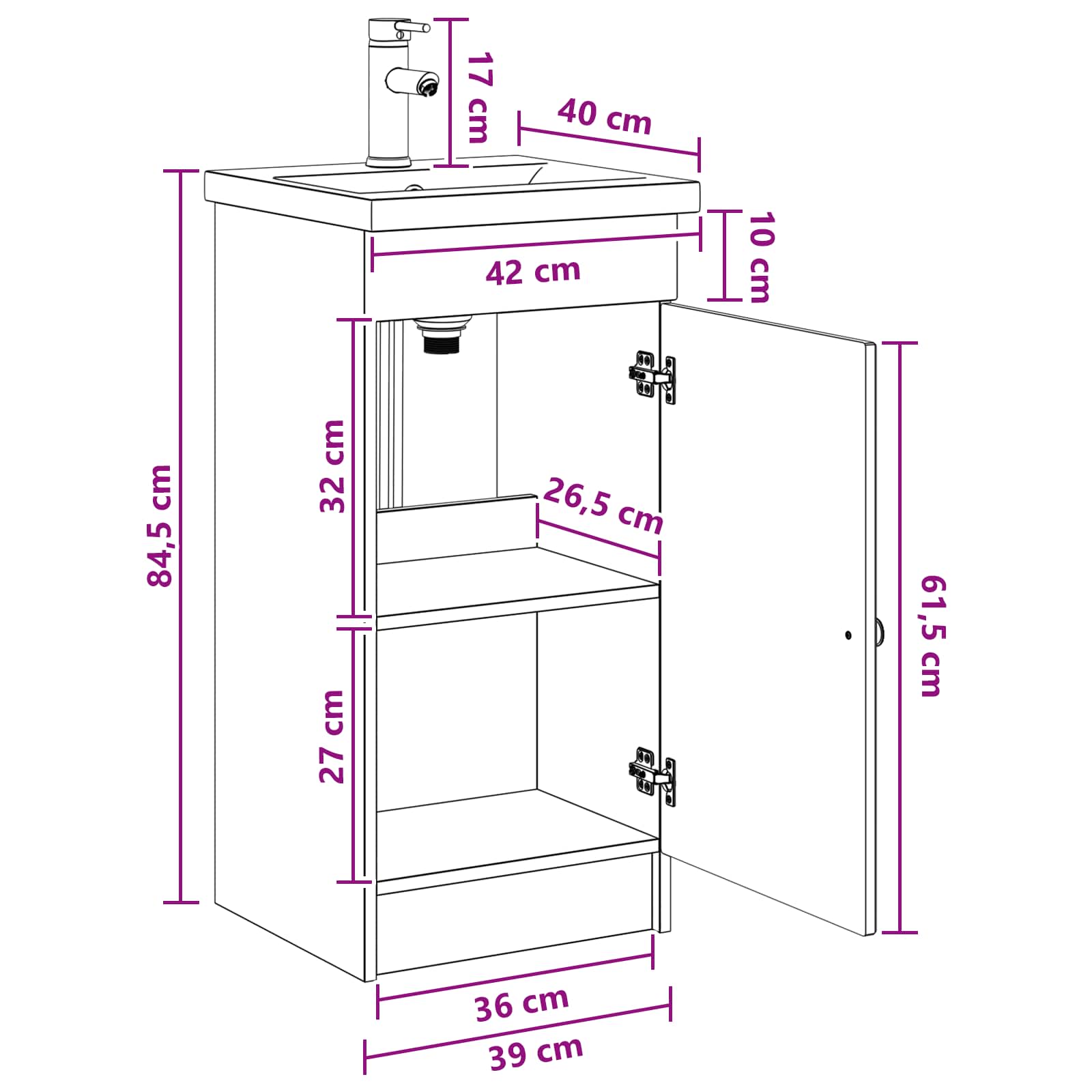 Badkamermeubel met Wasbak Sonoma Eiken 42 x 40 x 84,5 cm is nu te koop bij PeponiXL, paradijselijk wonen!
