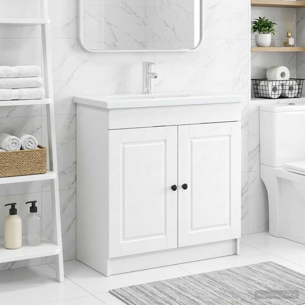 Badkamer onder wastafel kast Wit 56 x 37,5 x 81 cm Bewerkt hout is nu te koop bij PeponiXL, paradijselijk wonen!