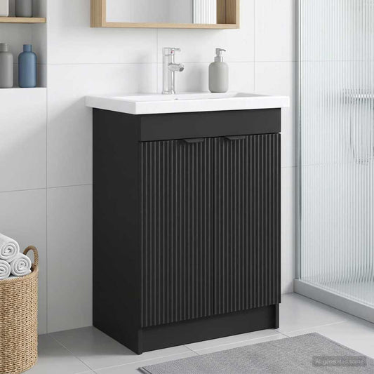Badkamer onder wastafel kast Zwart 56 x 37,5 x 81 cm is nu te koop bij PeponiXL, paradijselijk wonen!