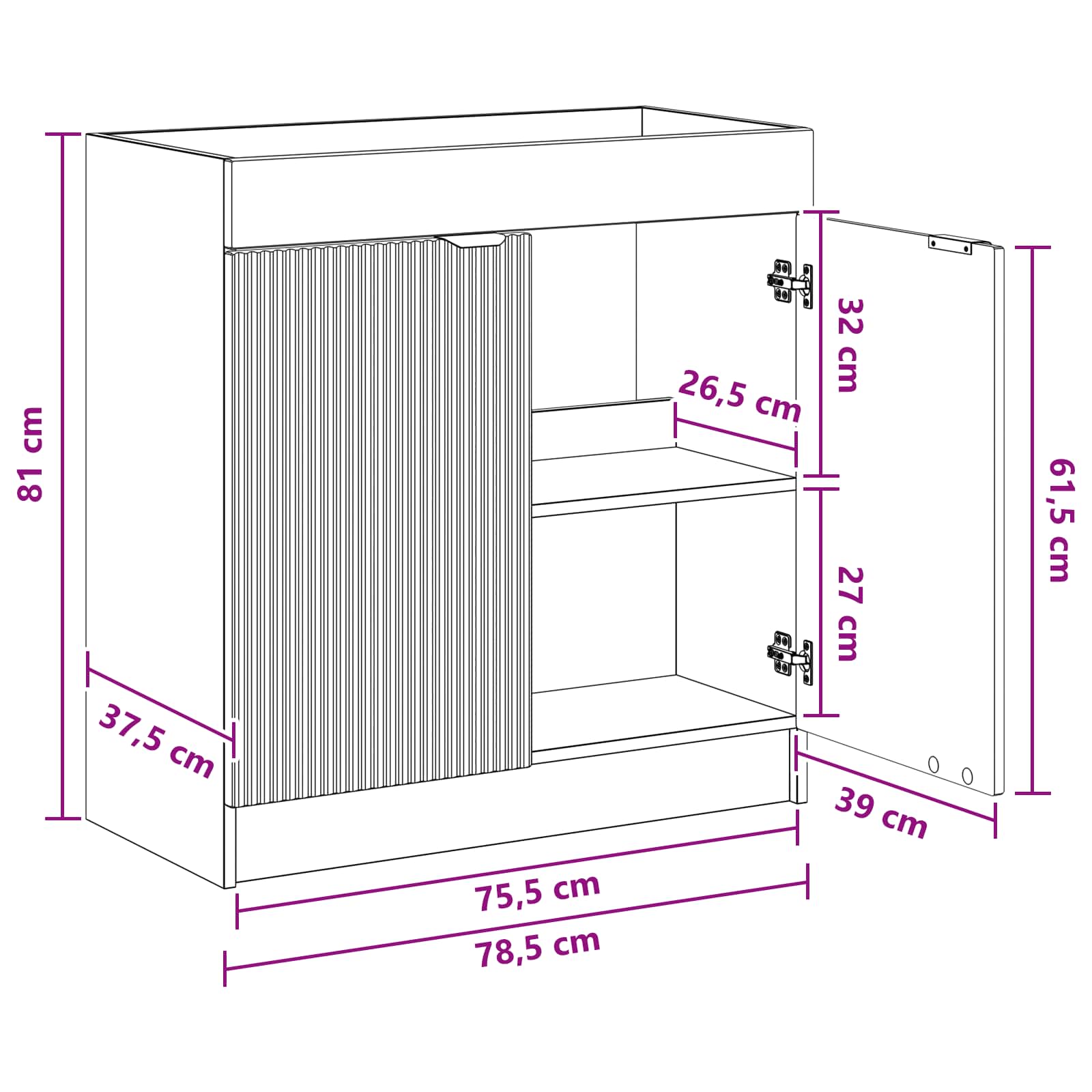 Badkamer onder wastafel kast Wit 78,5 x 37,5 x 81 cm is nu te koop bij PeponiXL, paradijselijk wonen!