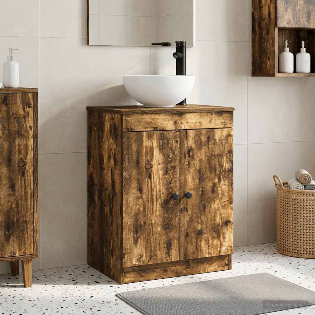 Badkamermeubel met Wasbak Gerookt eiken 54 x 35 x 83 cm is nu te koop bij PeponiXL, paradijselijk wonen!