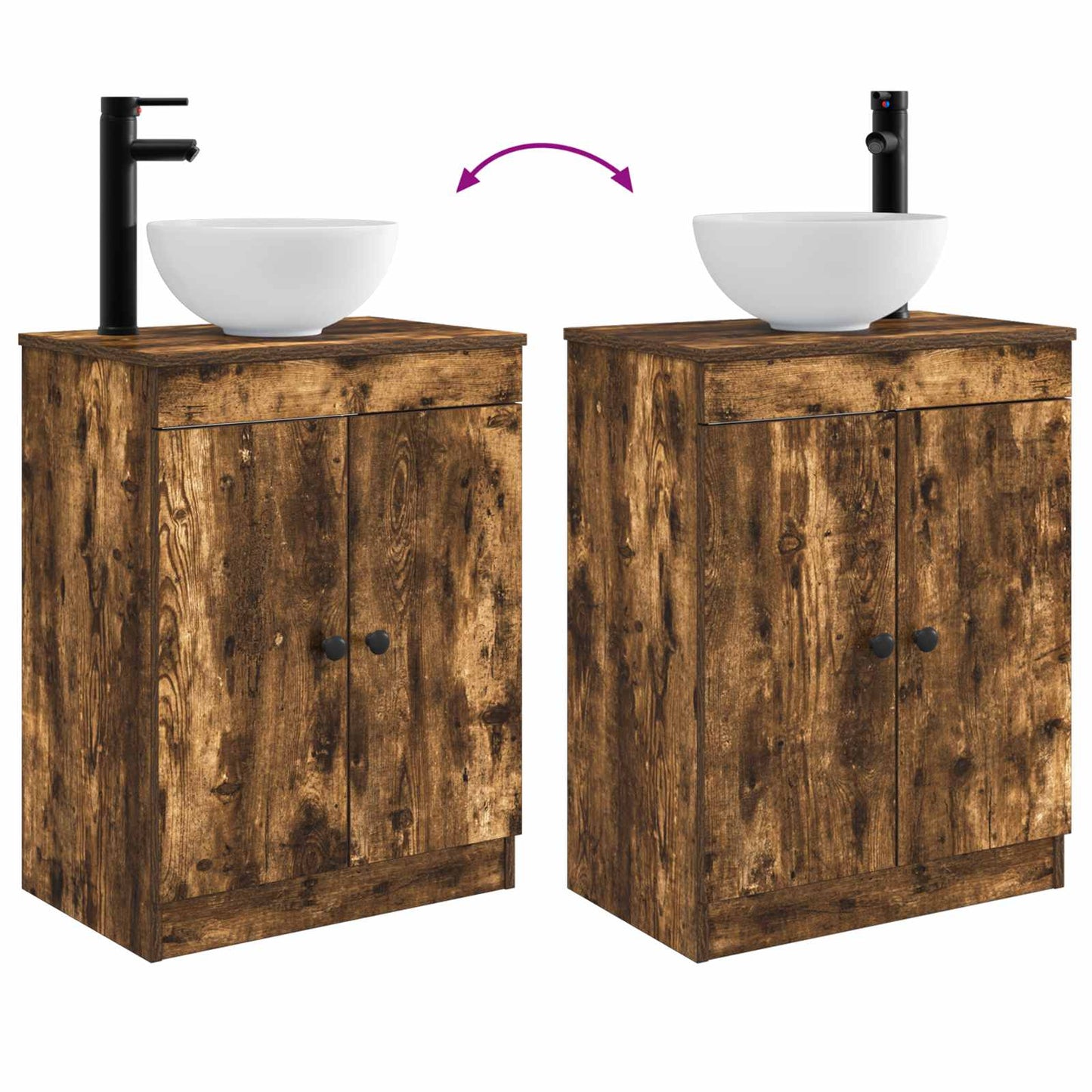 Badkamermeubel met Wasbak Gerookt eiken 54 x 35 x 83 cm is nu te koop bij PeponiXL, paradijselijk wonen!