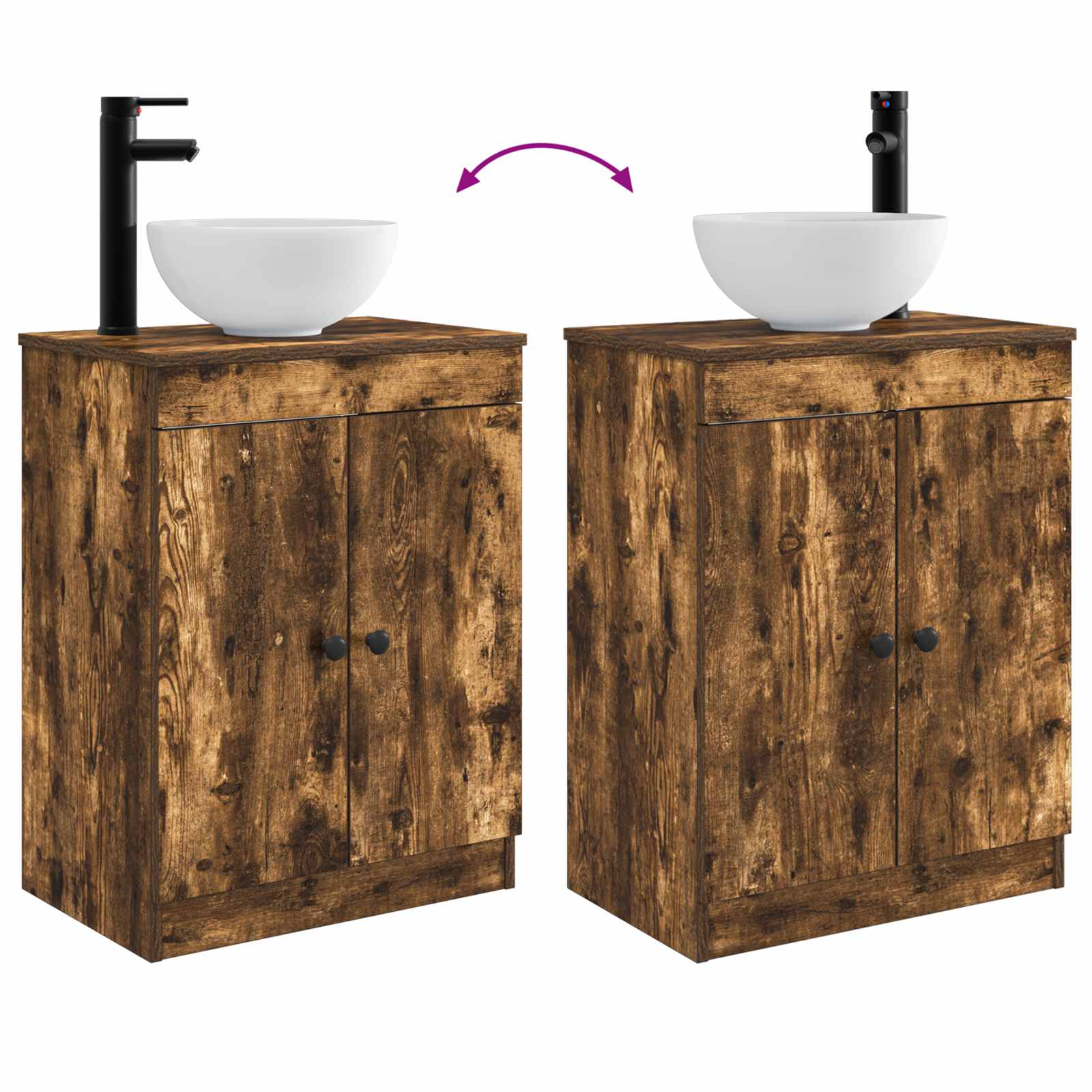 Badkamermeubel met Wasbak Gerookt eiken 54 x 35 x 83 cm is nu te koop bij PeponiXL, paradijselijk wonen!