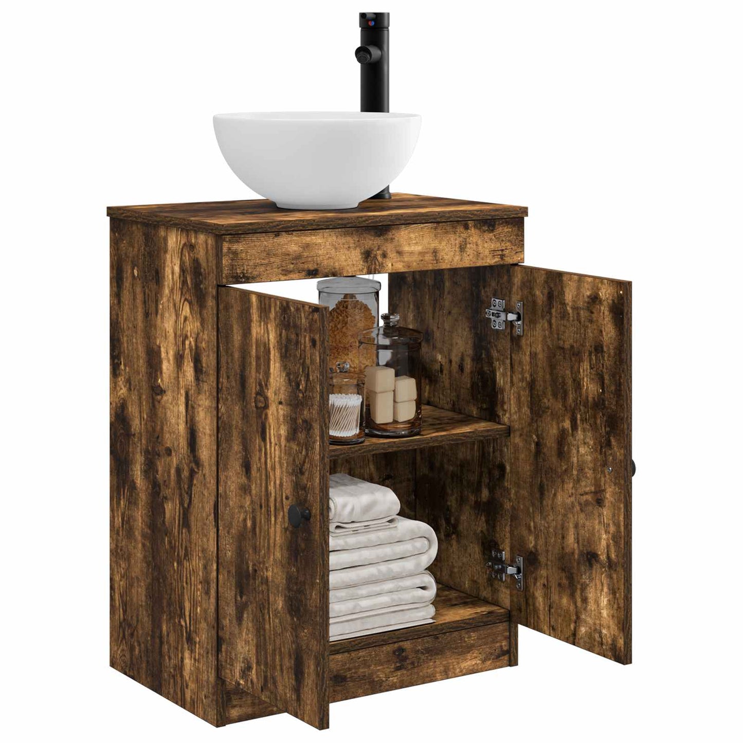 Badkamermeubel met Wasbak Gerookt eiken 54 x 35 x 83 cm is nu te koop bij PeponiXL, paradijselijk wonen!