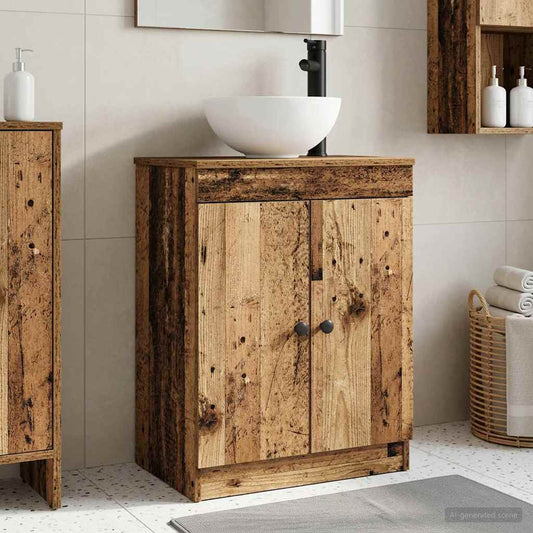 Badkamermeubel met Wasbak Oud hout 54 x 35 x 83 cm Bewerkt hout is nu te koop bij PeponiXL, paradijselijk wonen!