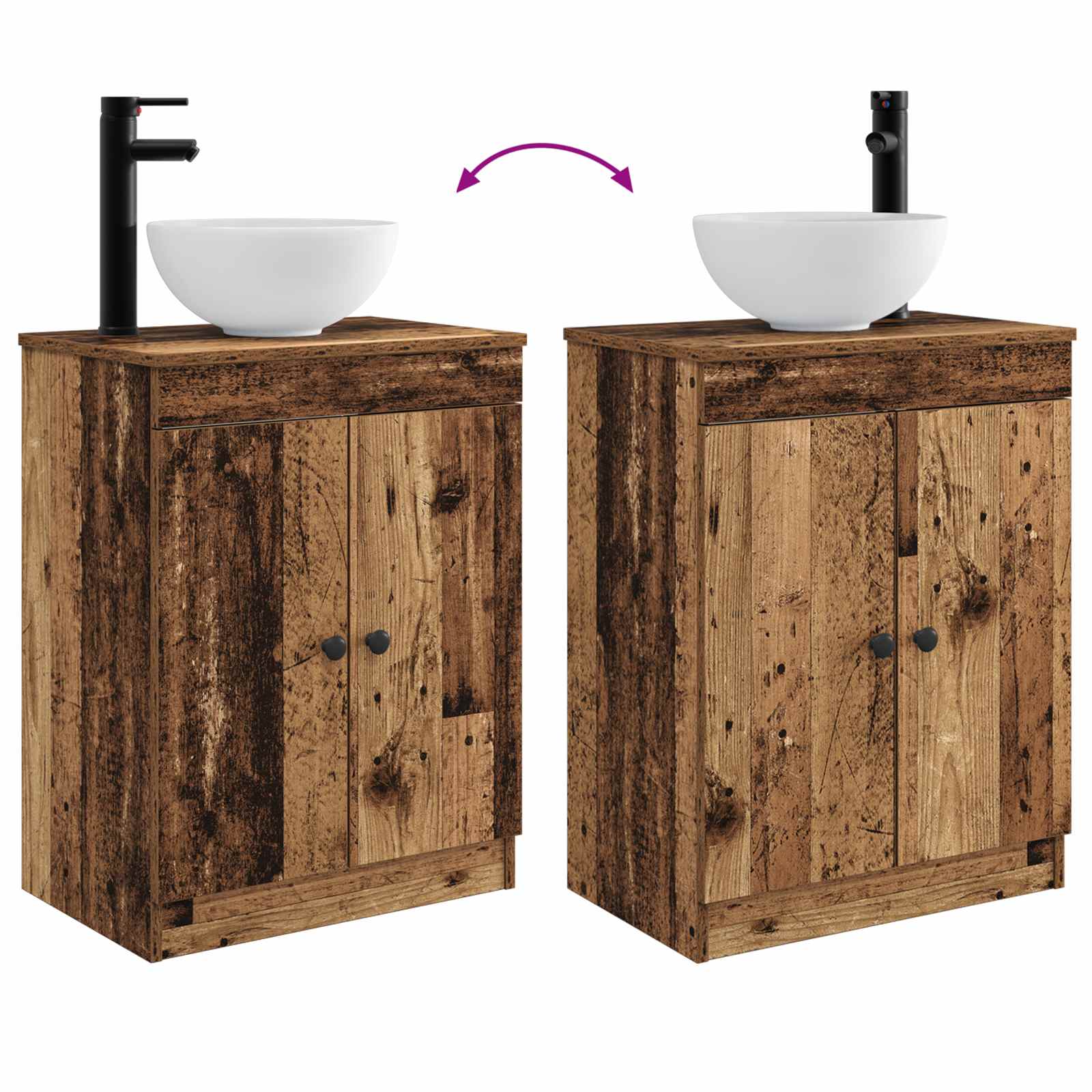 Badkamermeubel met Wasbak Oud hout 54 x 35 x 83 cm Bewerkt hout is nu te koop bij PeponiXL, paradijselijk wonen!