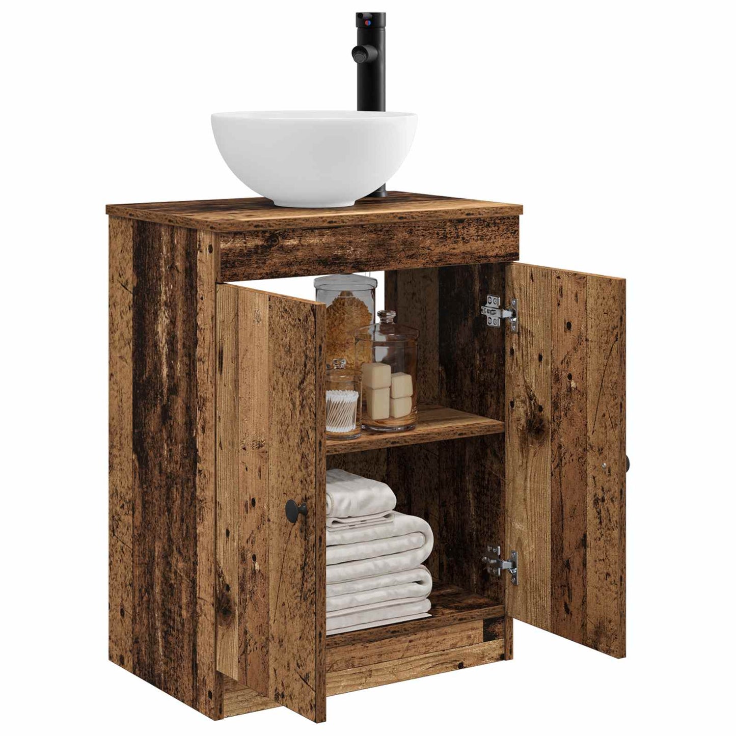 Badkamermeubel met Wasbak Oud hout 54 x 35 x 83 cm Bewerkt hout is nu te koop bij PeponiXL, paradijselijk wonen!