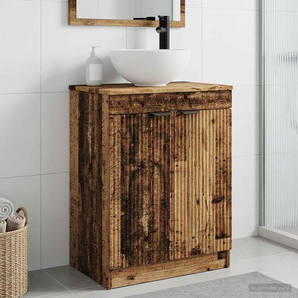 Badkamermeubel met Wasbak Oud hout 54 x 35 x 83 cm Bewerkt hout is nu te koop bij PeponiXL, paradijselijk wonen!