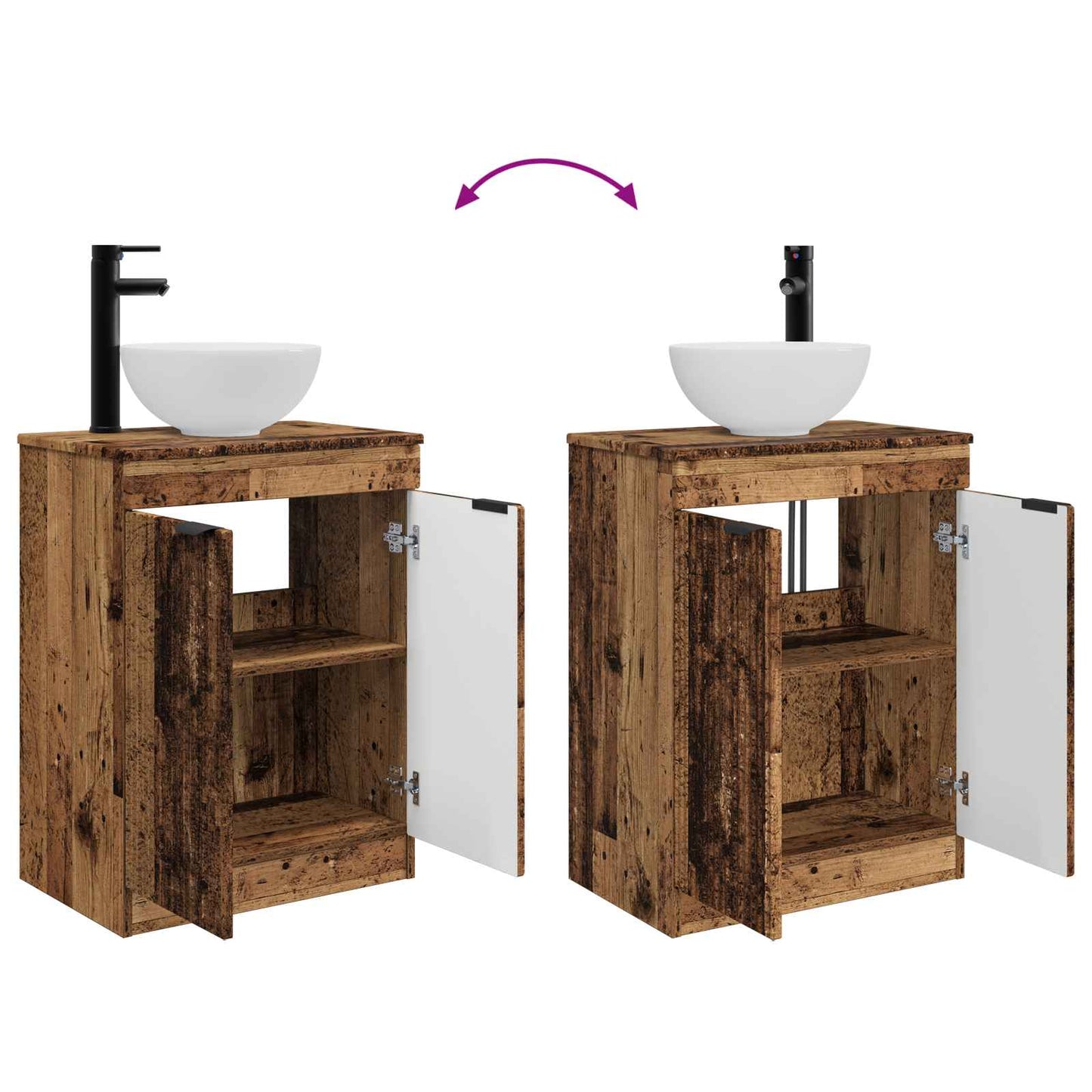 Badkamermeubel met Wasbak Oud hout 54 x 35 x 83 cm Bewerkt hout is nu te koop bij PeponiXL, paradijselijk wonen!