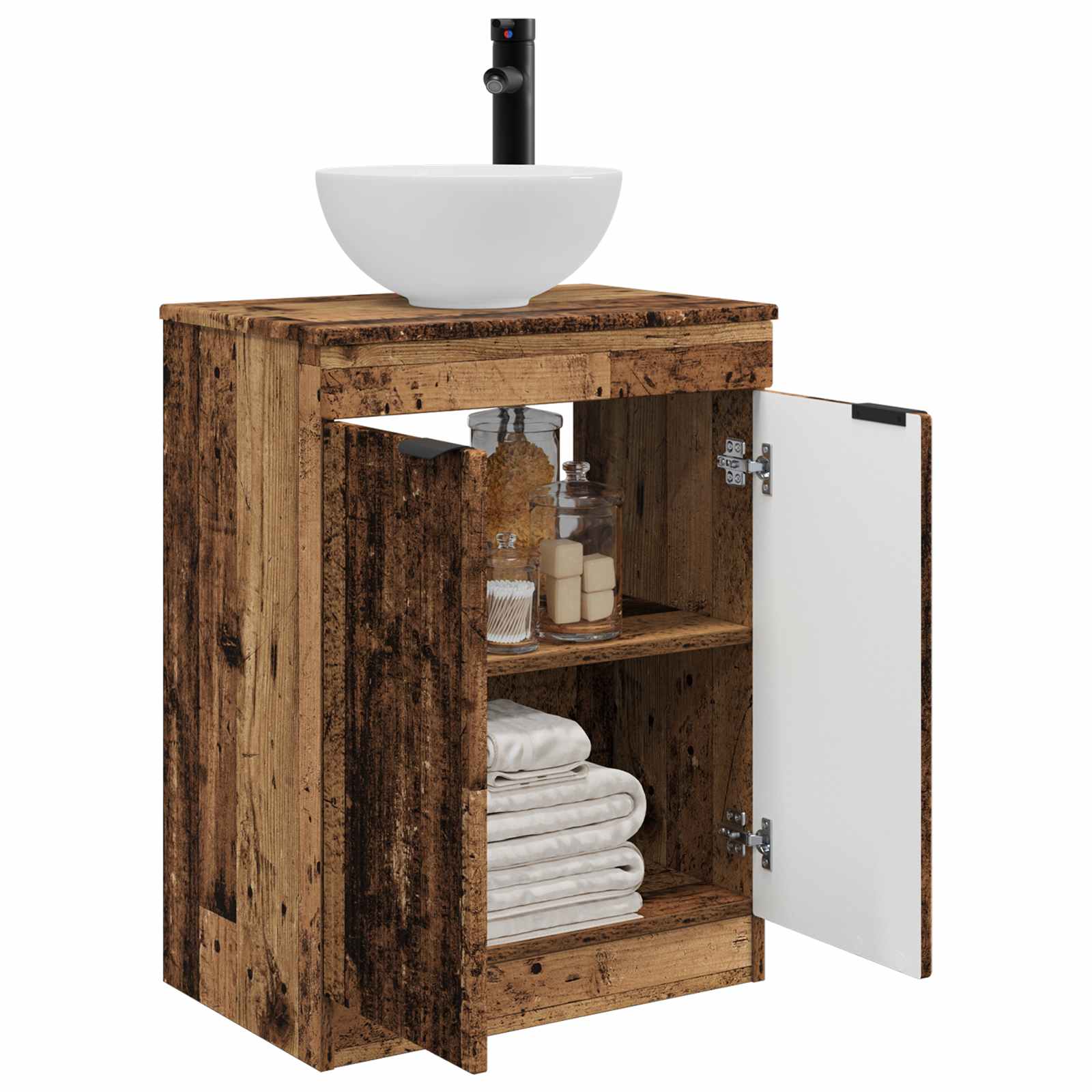 Badkamermeubel met Wasbak Oud hout 54 x 35 x 83 cm Bewerkt hout is nu te koop bij PeponiXL, paradijselijk wonen!