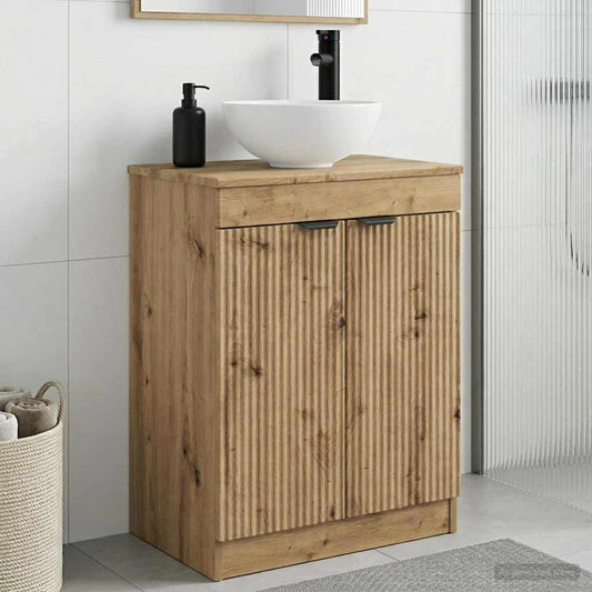 Badkamermeubel met Wasbak Artisanaal eiken 54 x 35 x 83 cm is nu te koop bij PeponiXL, paradijselijk wonen!