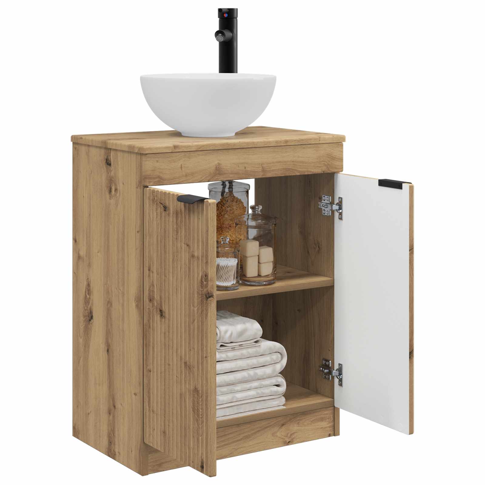 Badkamermeubel met Wasbak Artisanaal eiken 54 x 35 x 83 cm is nu te koop bij PeponiXL, paradijselijk wonen!