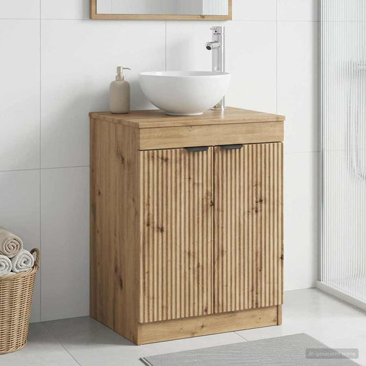 Badkamerkast Artisanaal eiken 54 x 41 x 70 cm Bewerkt hout is nu te koop bij PeponiXL, paradijselijk wonen!