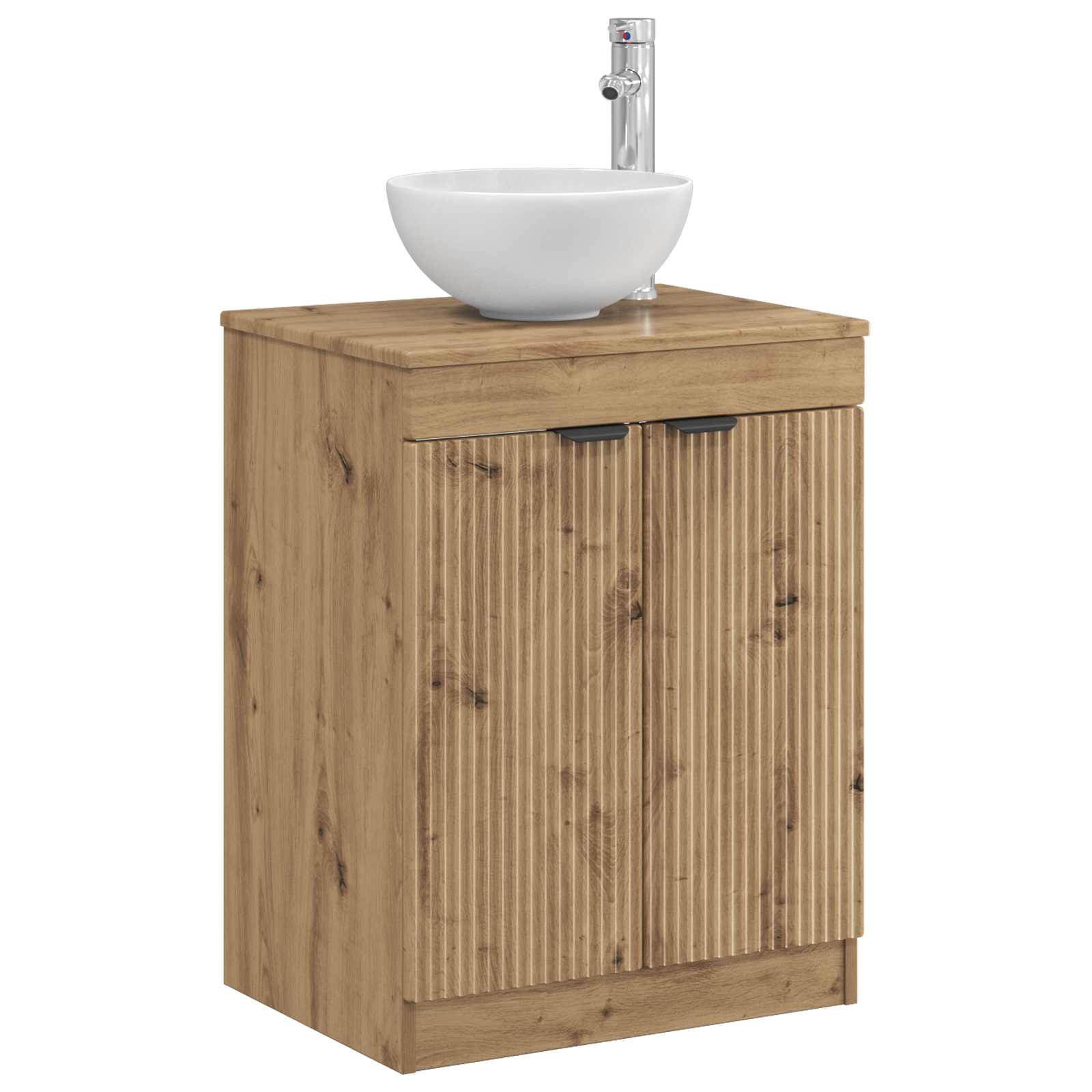 Badkamerkast Artisanaal eiken 54 x 41 x 70 cm Bewerkt hout is nu te koop bij PeponiXL, paradijselijk wonen!