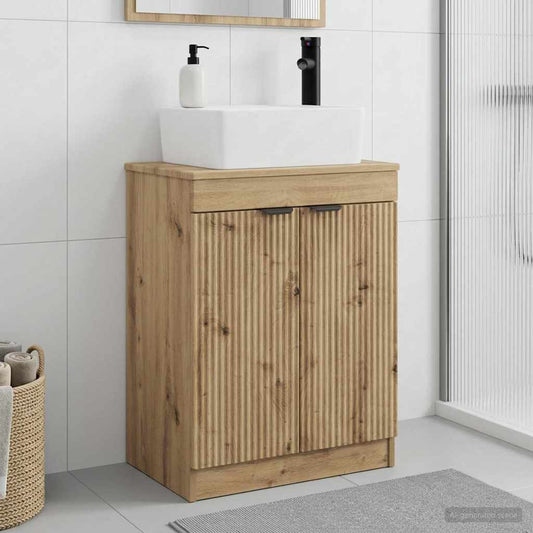 Badkamermeubel met Wasbak Artisanaal eiken 54 x 35 x 83 cm is nu te koop bij PeponiXL, paradijselijk wonen!
