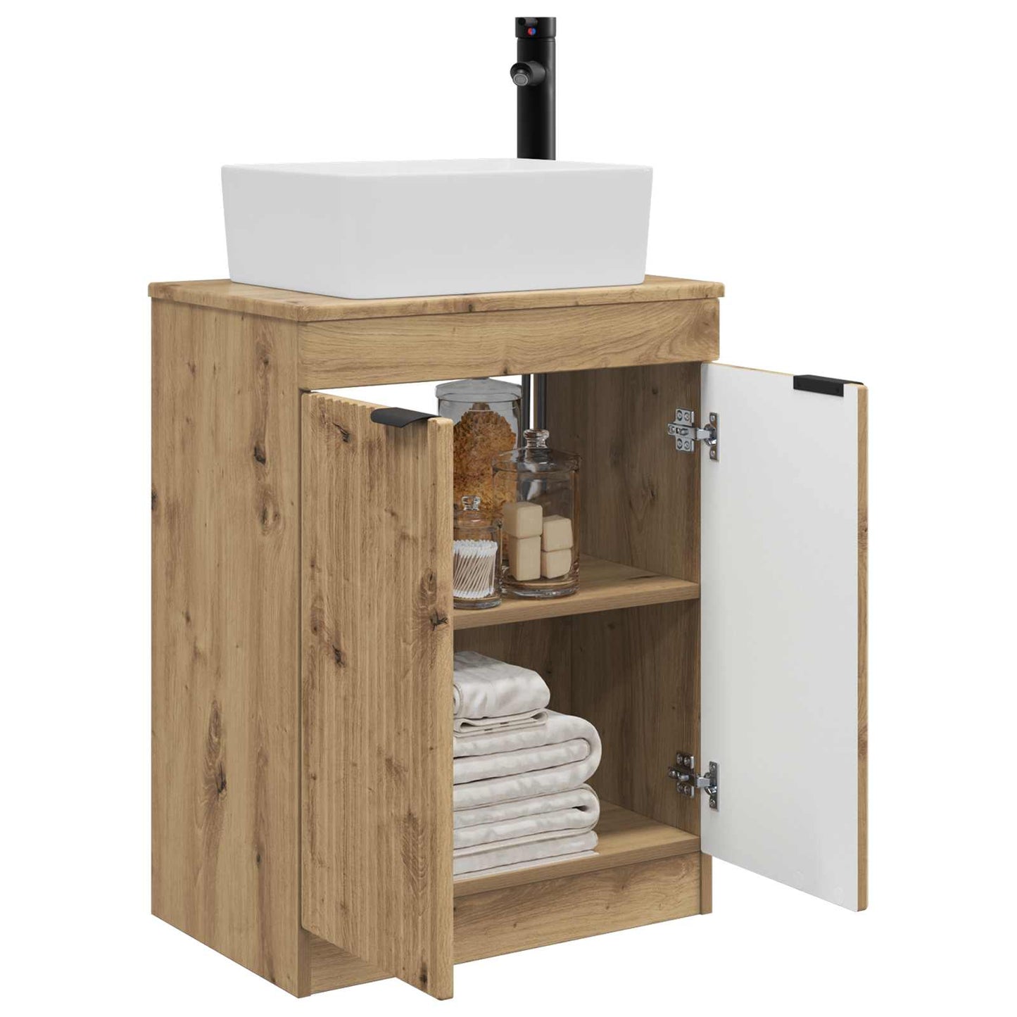 Badkamermeubel met Wasbak Artisanaal eiken 54 x 35 x 83 cm is nu te koop bij PeponiXL, paradijselijk wonen!