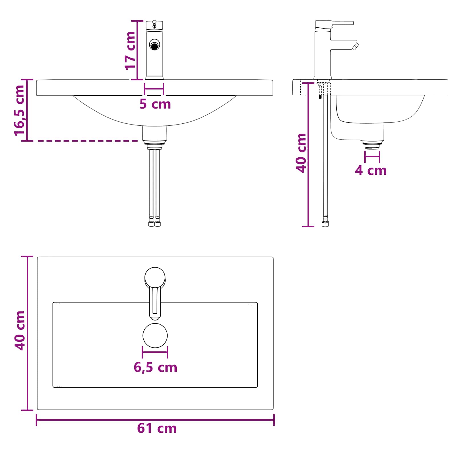 Badkamer Waskom Mat Zwart 61 x 40 x 16,5 cm Metaal is nu te koop bij PeponiXL, paradijselijk wonen!