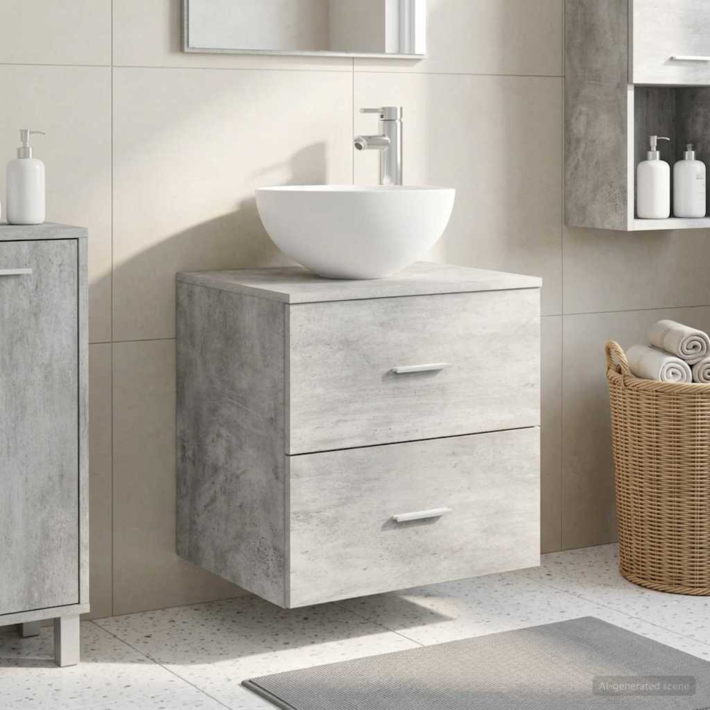 Wandgemonteerde Wastafel Vanity Betongrijs 49,5 x 35 x 63 cm is nu te koop bij PeponiXL, paradijselijk wonen!