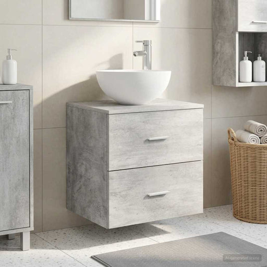 Wandgemonteerde Wastafel Vanity Betongrijs 49,5 x 35 x 63 cm is nu te koop bij PeponiXL, paradijselijk wonen!