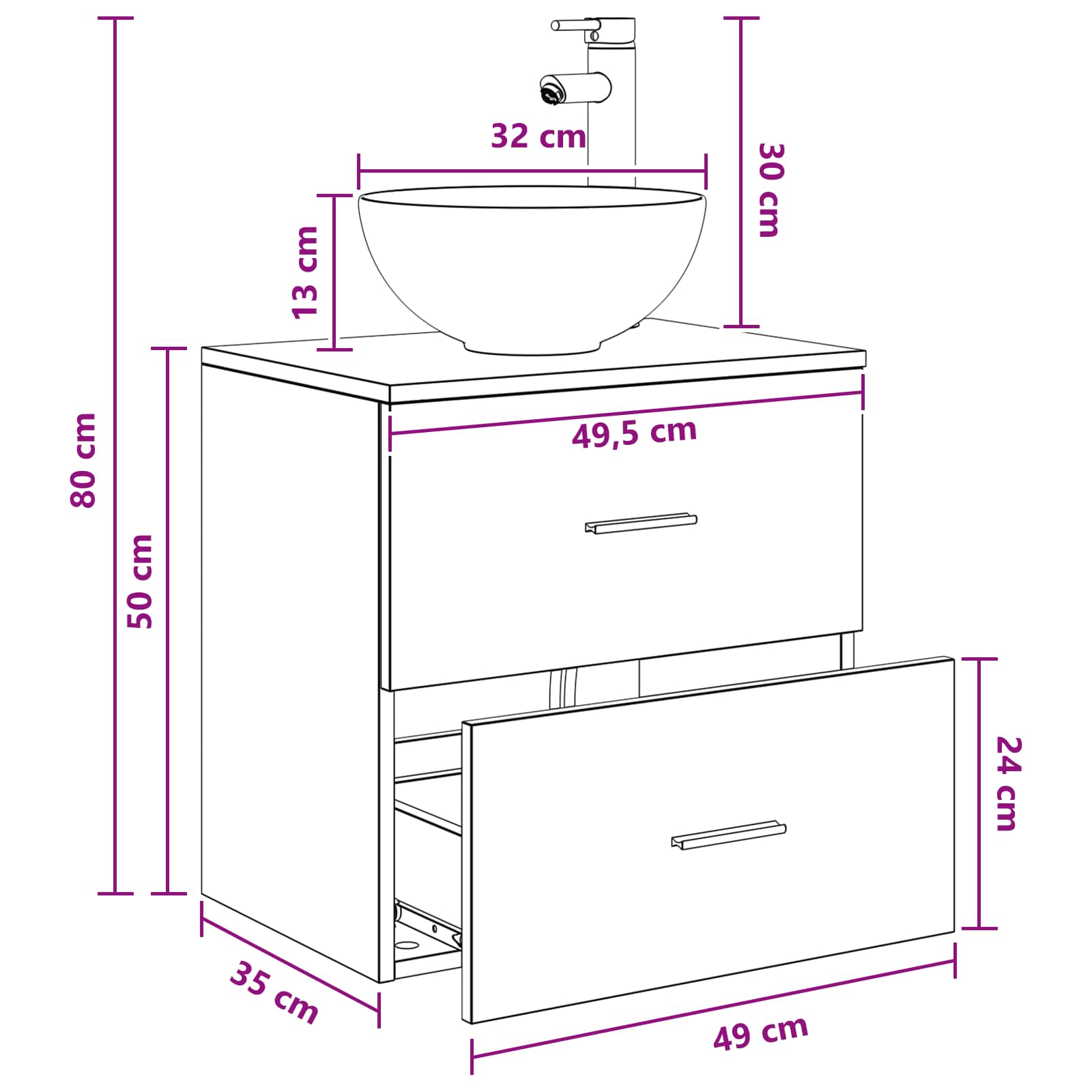 Wandgemonteerde Wastafel Vanity Betongrijs 49,5 x 35 x 63 cm is nu te koop bij PeponiXL, paradijselijk wonen!