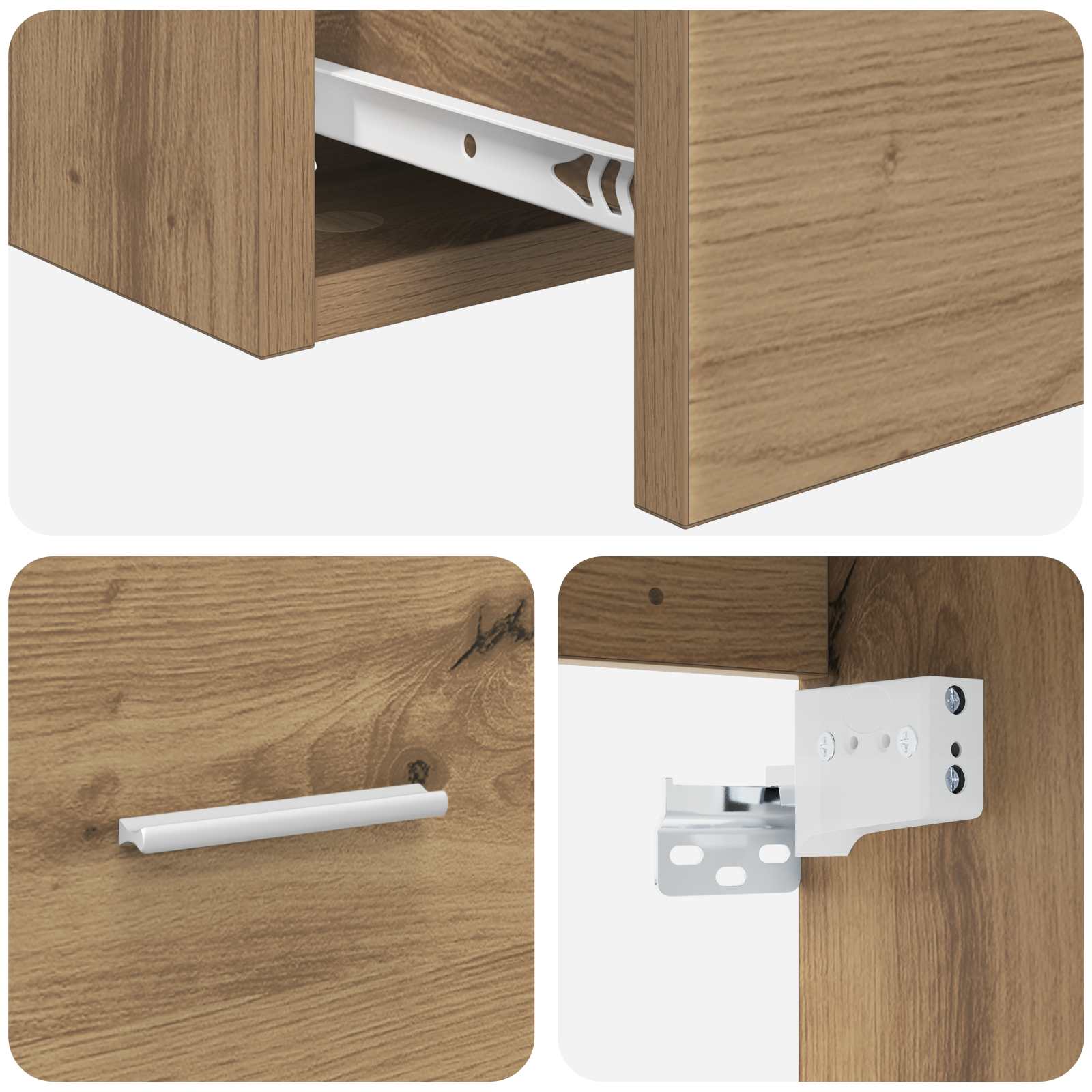 Wandgemonteerde Wastafel Vanity Artisanaal eiken is nu te koop bij PeponiXL, paradijselijk wonen!