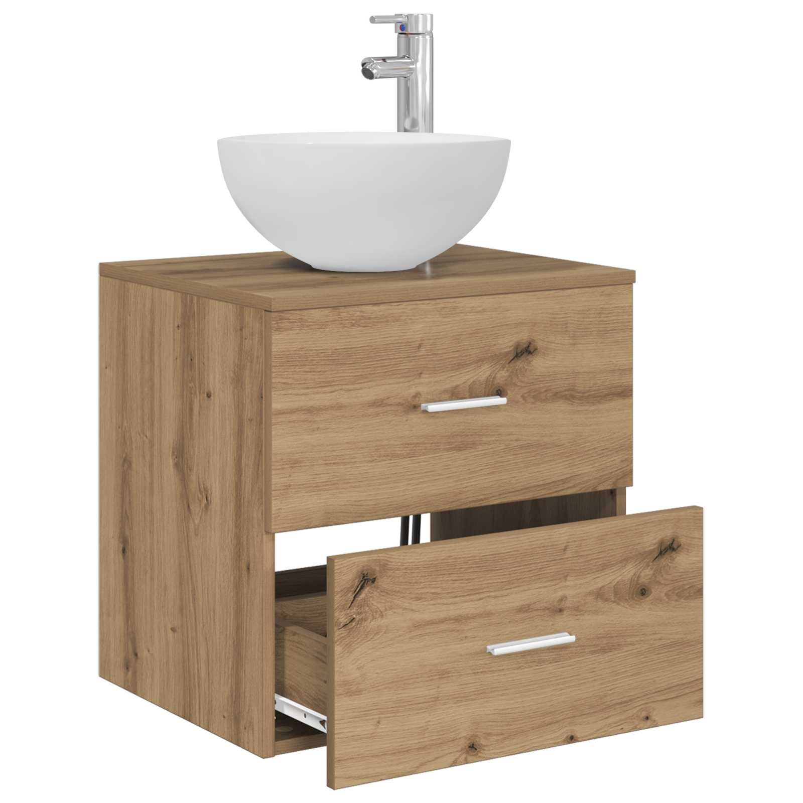 Wandgemonteerde Wastafel Vanity Artisanaal eiken is nu te koop bij PeponiXL, paradijselijk wonen!