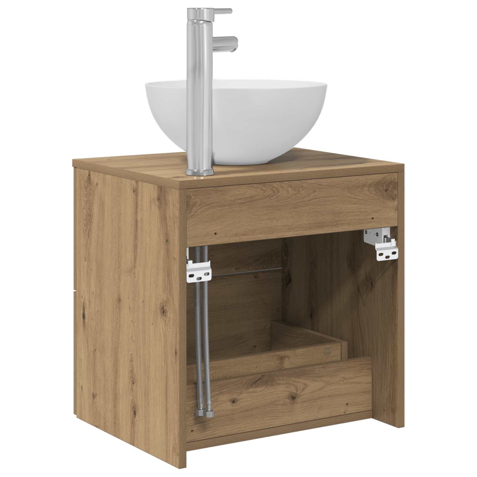 Wandgemonteerde Wastafel Vanity Artisanaal eiken is nu te koop bij PeponiXL, paradijselijk wonen!