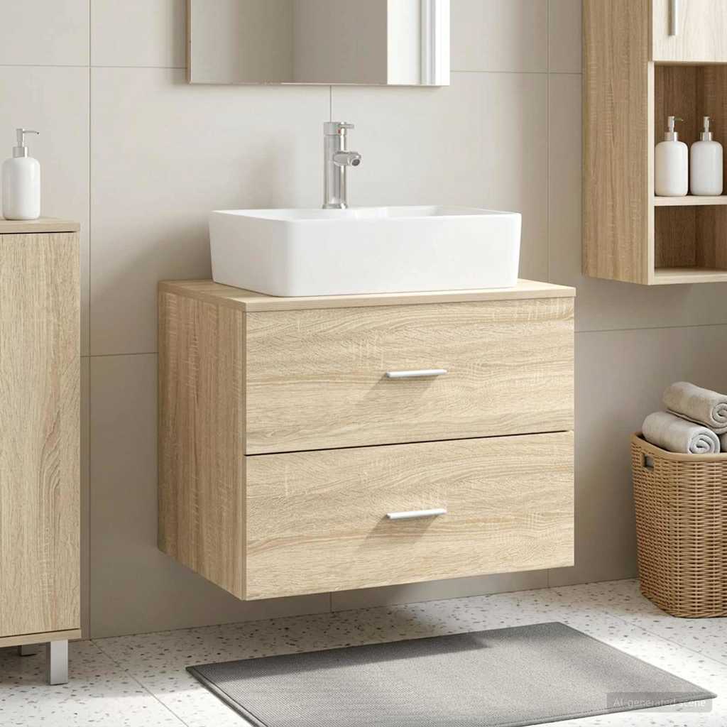 Wandgemonteerde Badkamerkast Sonoma Eiken 62,5 x 44,5 x 50 cm is nu te koop bij PeponiXL, paradijselijk wonen!