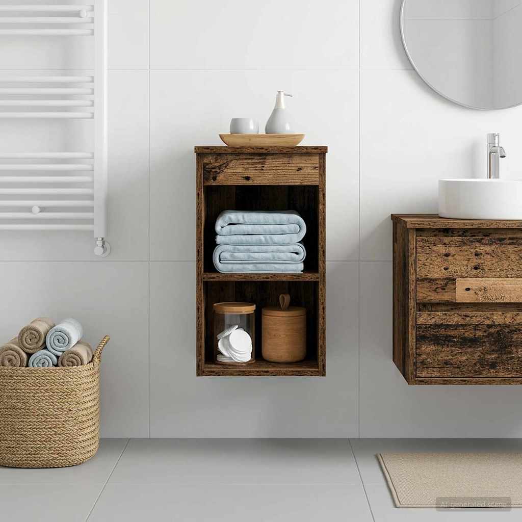 Badkamerkast Tussenin Oud hout 30 x 35 x 50 cm Bewerkt hout is nu te koop bij PeponiXL, paradijselijk wonen!