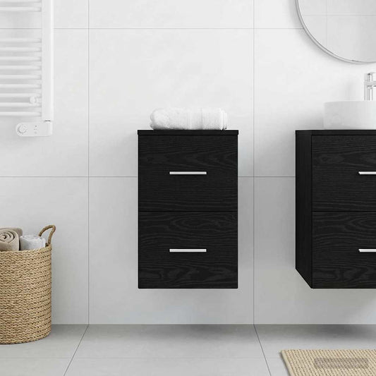 Badkamerkast Tussenin Zwart eiken 30 x 41 x 50 cm Bewerkt hout is nu te koop bij PeponiXL, paradijselijk wonen!
