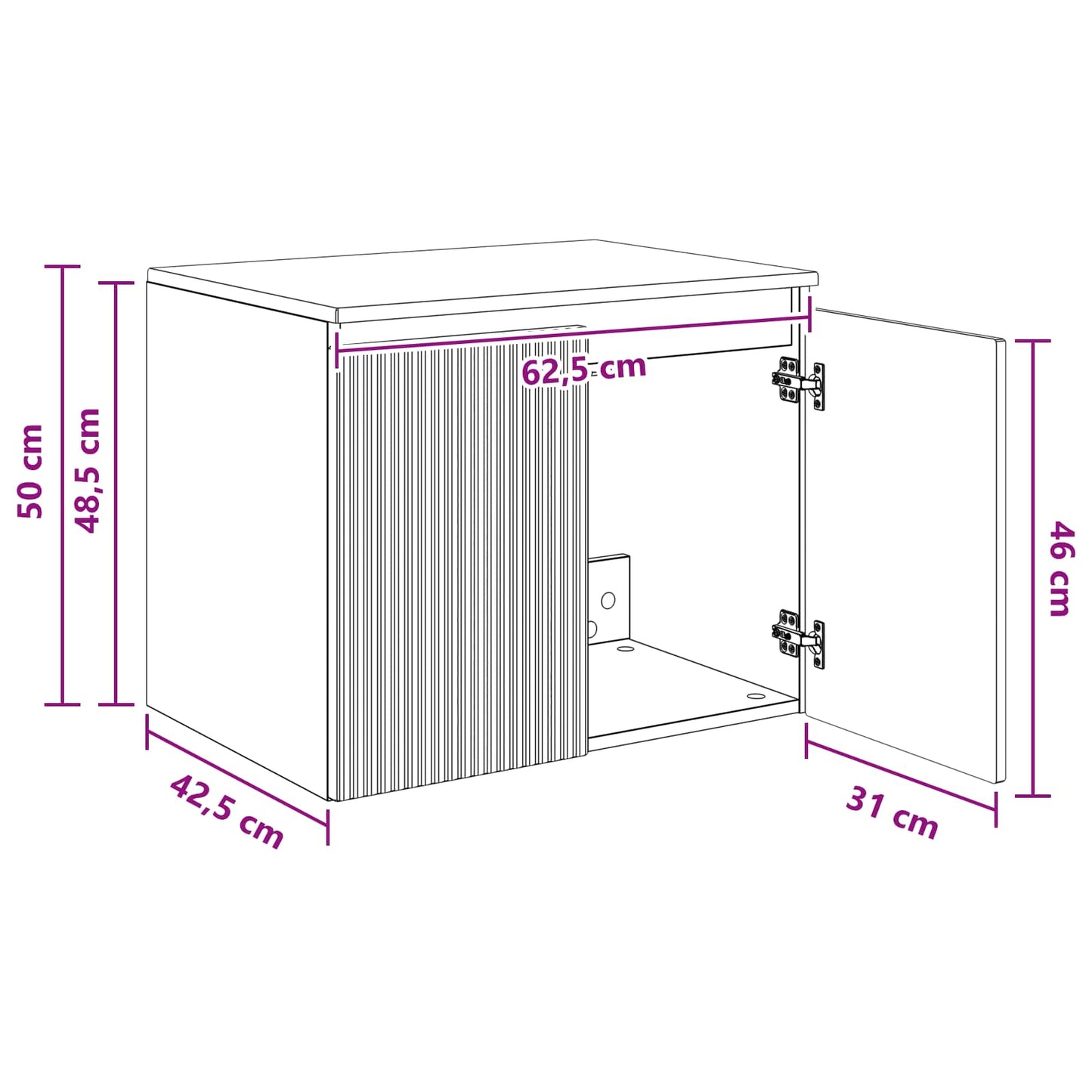Wand Gemonteerde Badkamerkast Wit 62,5 x 44,5 x 50 cm is nu te koop bij PeponiXL, paradijselijk wonen!