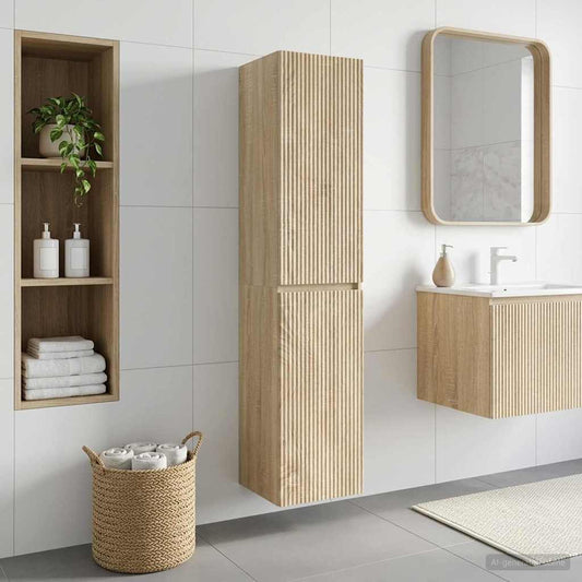 Wand Gemonteerde Badkamerkast Sonoma Eiken 33 x 34,5 x 160 cm is nu te koop bij PeponiXL, paradijselijk wonen!