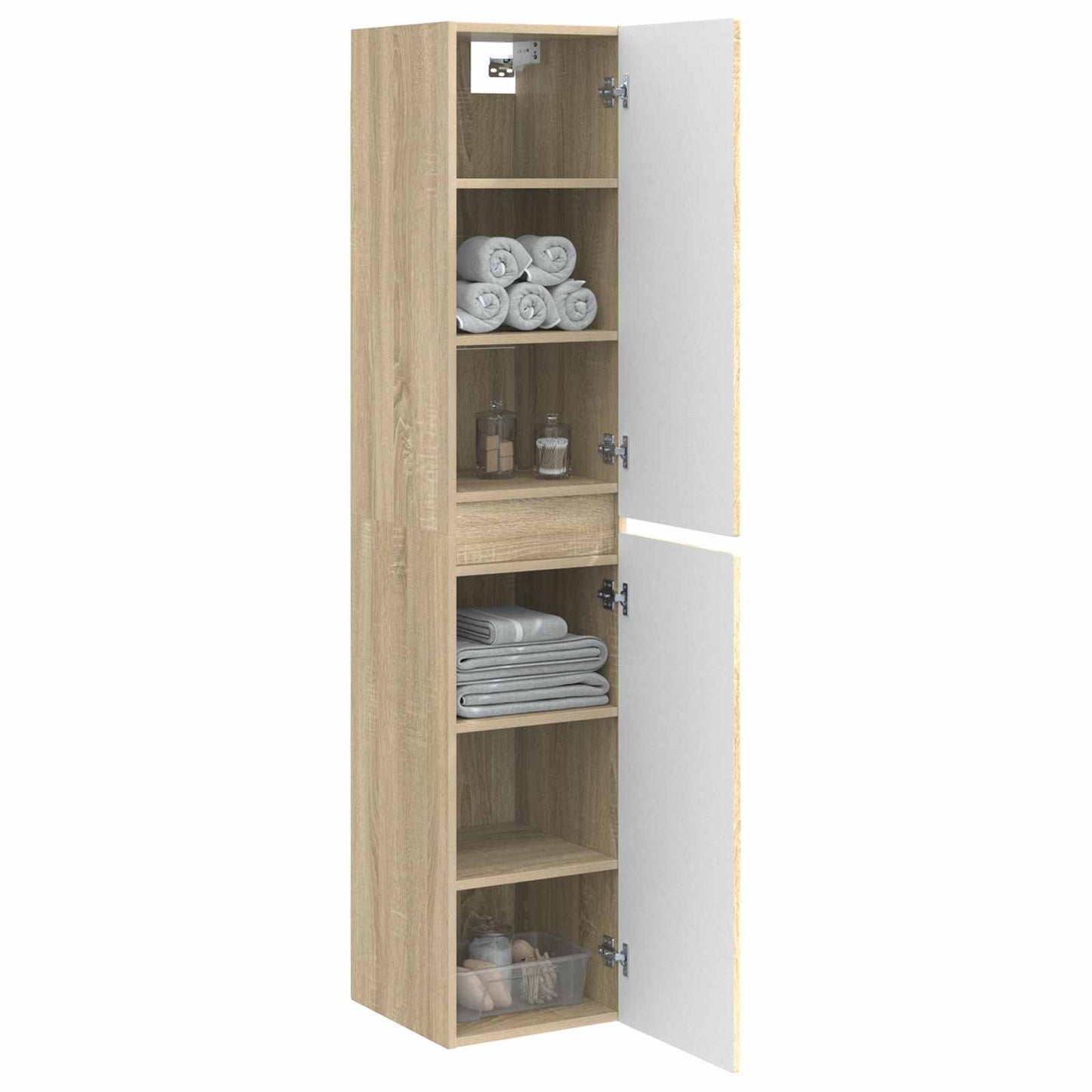 Wand Gemonteerde Badkamerkast Sonoma Eiken 33 x 34,5 x 160 cm is nu te koop bij PeponiXL, paradijselijk wonen!