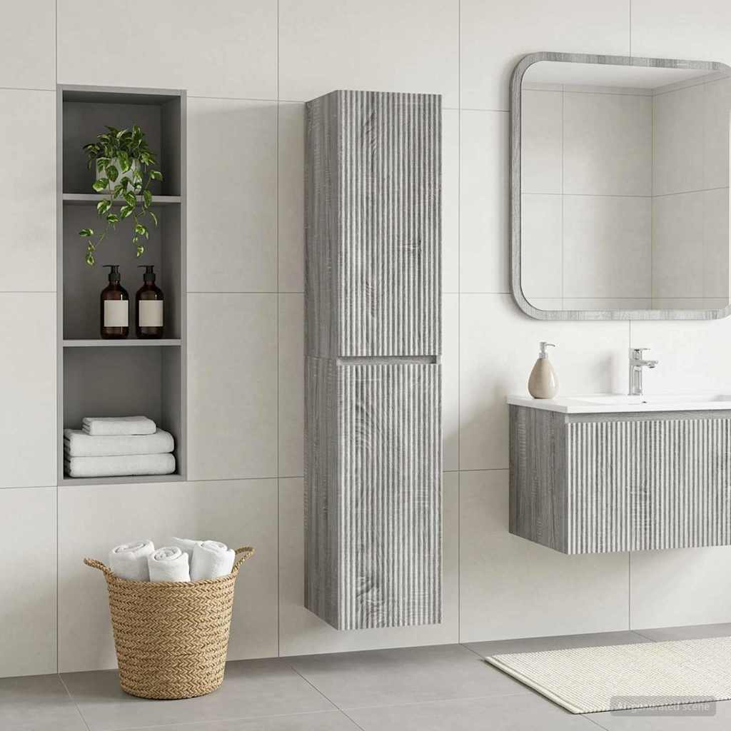 Wand Gemonteerde Badkamerkast Grijs Sonoma 33 x 34,5 x 160 cm is nu te koop bij PeponiXL, paradijselijk wonen!