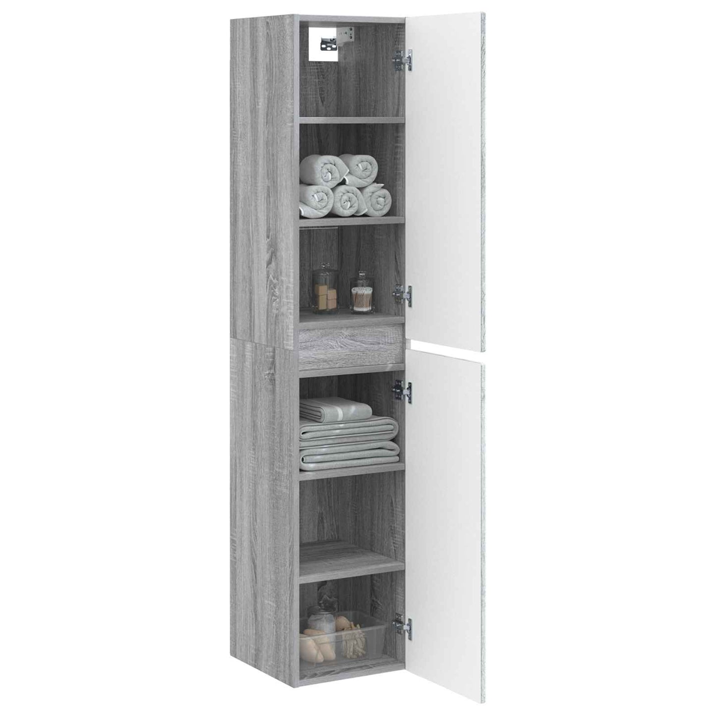 Wand Gemonteerde Badkamerkast Grijs Sonoma 33 x 34,5 x 160 cm is nu te koop bij PeponiXL, paradijselijk wonen!