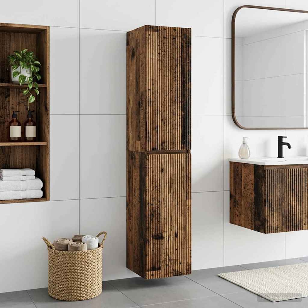 Wand Gemonteerde Badkamerkast Oud hout 33 x 34,5 x 160 cm is nu te koop bij PeponiXL, paradijselijk wonen!