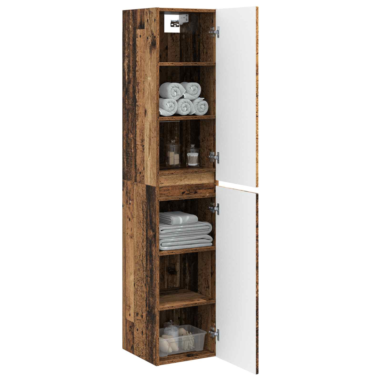 Wand Gemonteerde Badkamerkast Oud hout 33 x 34,5 x 160 cm is nu te koop bij PeponiXL, paradijselijk wonen!