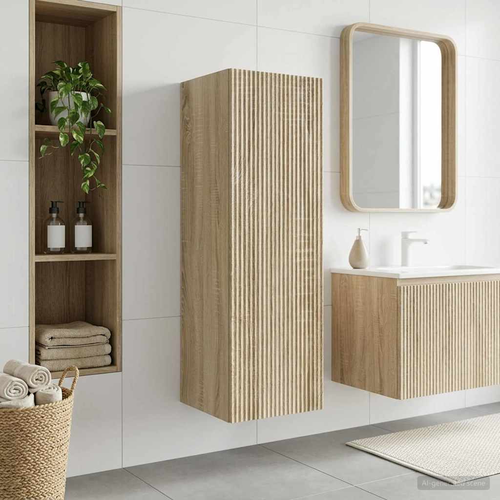 Wand Gemonteerde Badkamerkast Sonoma Eiken 33 x 34,5 x 60 cm is nu te koop bij PeponiXL, paradijselijk wonen!
