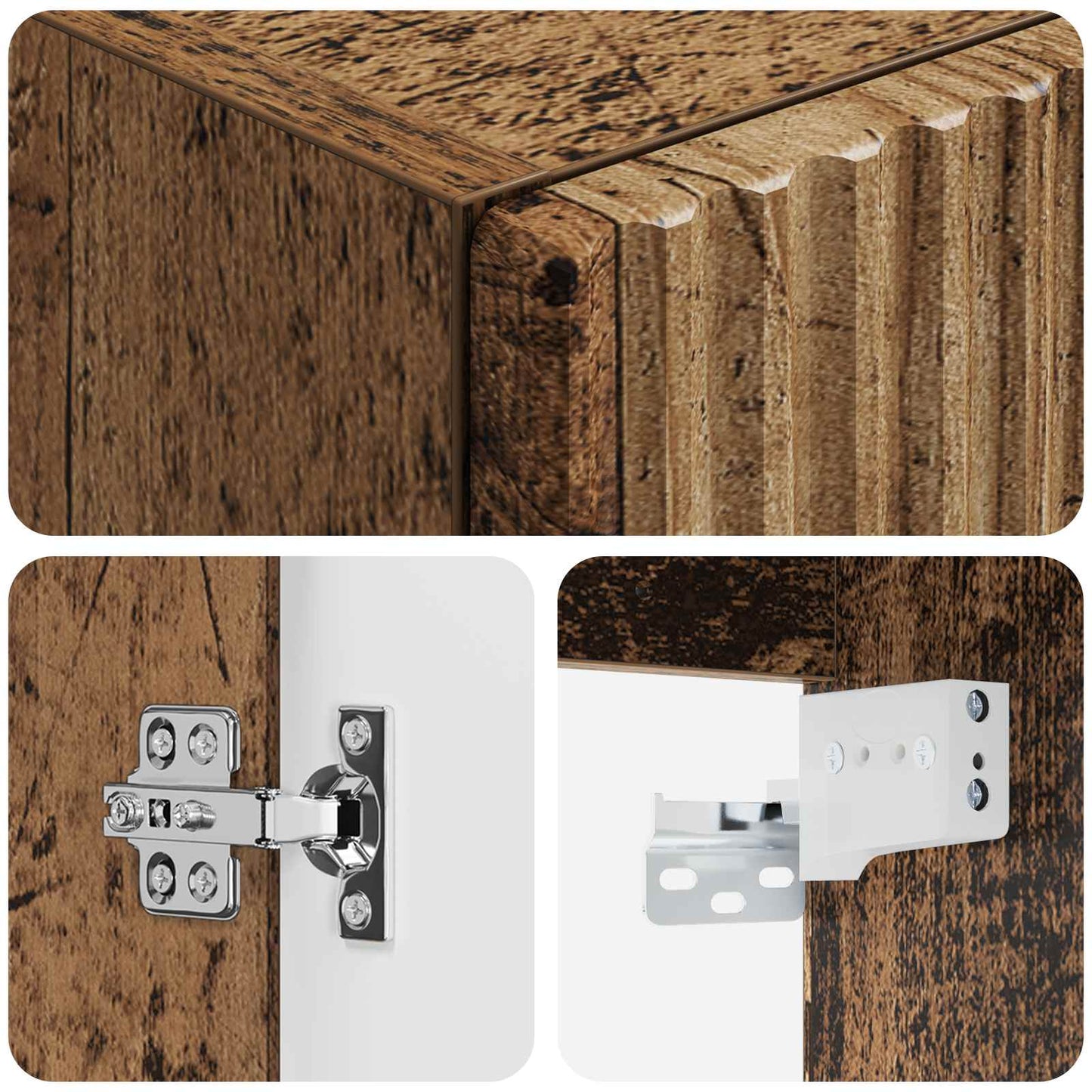 Wand Gemonteerde Badkamerkast Oud hout 33 x 34,5 x 60 cm is nu te koop bij PeponiXL, paradijselijk wonen!