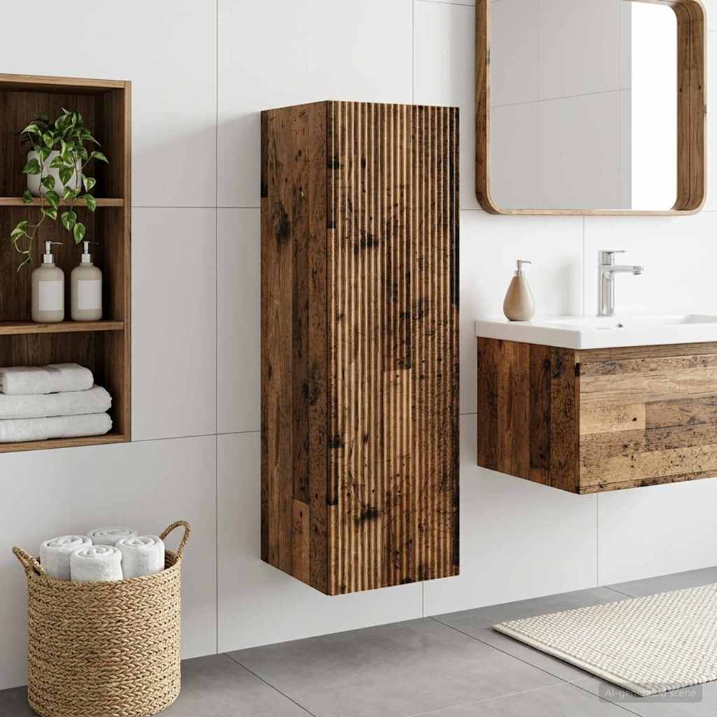 Wand Gemonteerde Badkamerkast Oud hout 33 x 34,5 x 60 cm is nu te koop bij PeponiXL, paradijselijk wonen!