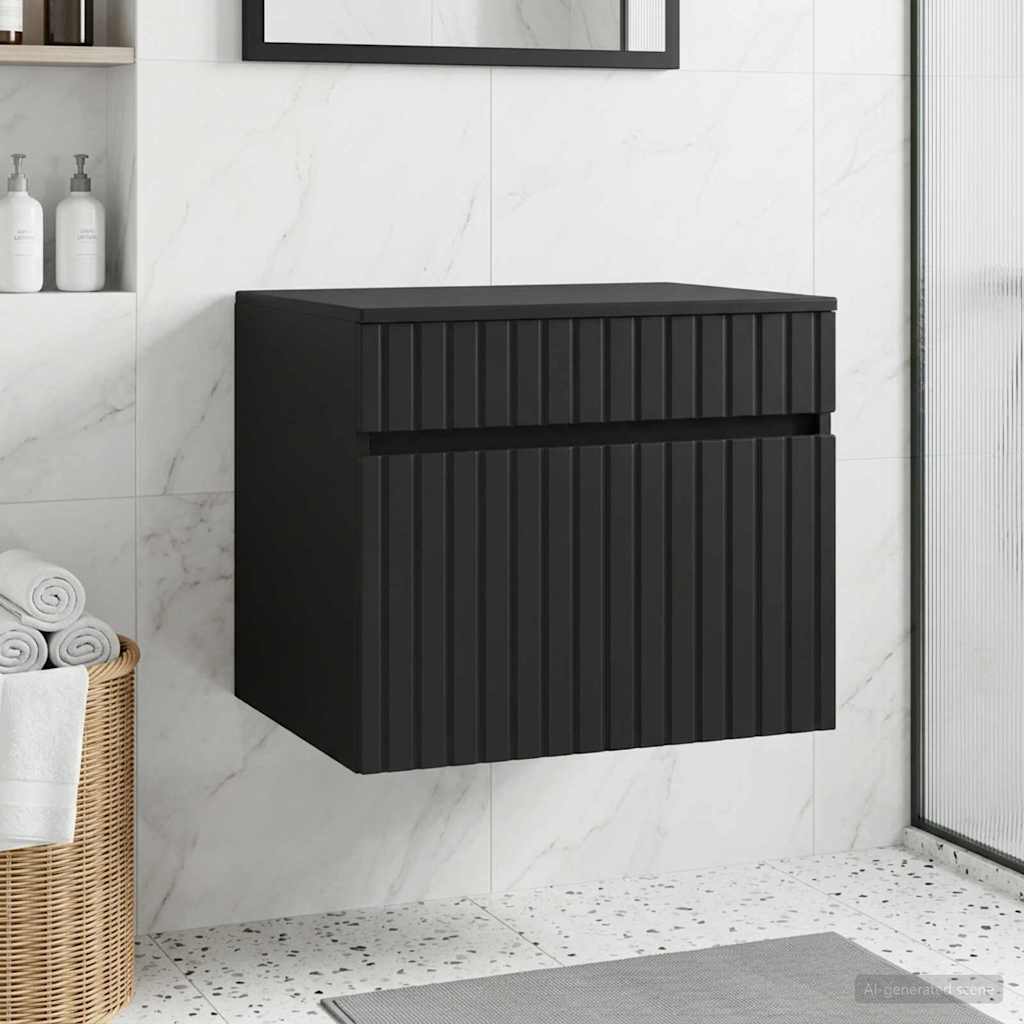 Wand Gemonteerde Badkamerkast Zwart 59 x 44,5 x 50 cm is nu te koop bij PeponiXL, paradijselijk wonen!