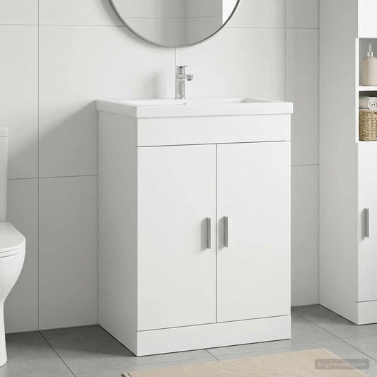 Badkamer Onder Wasbak Kast Wit 56 x 37,5 x 81 cm Bewerkt hout is nu te koop bij PeponiXL, paradijselijk wonen!