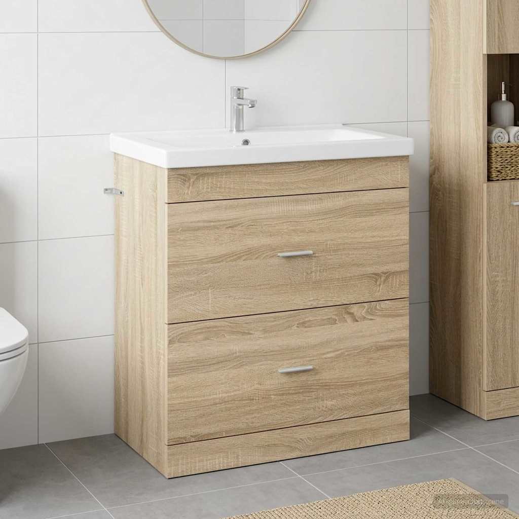 Badkamer Onder Wasbak Kast Sonoma Eiken 78,5 x 37,5 x 81 cm is nu te koop bij PeponiXL, paradijselijk wonen!
