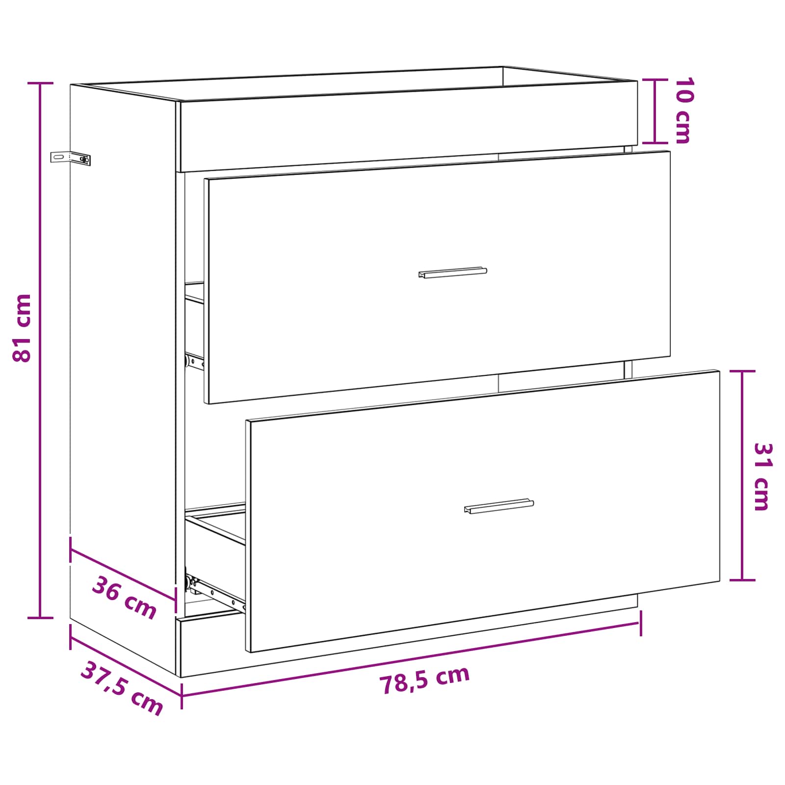Badkamer Onder Wasbak Kast Sonoma Eiken 78,5 x 37,5 x 81 cm is nu te koop bij PeponiXL, paradijselijk wonen!